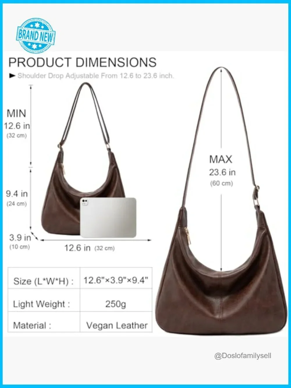 Vegan Leather Hobo Bag Foldable Slouchy Tote Crossbody Shoulder Purse Retro